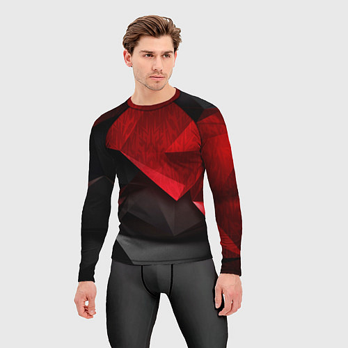 Мужской рашгард Красно-черный фон абстракция / 3D-принт – фото 3