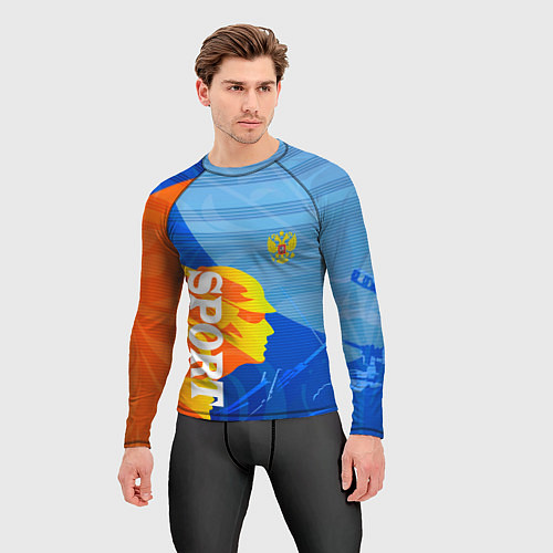 Мужской рашгард РОССИЯ - СПОРТ - ГЕРБ / 3D-принт – фото 3