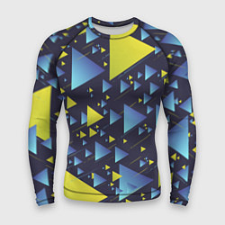 Рашгард мужской Абстракция Из Жёлтых и Синих Треугольников На Тёмн, цвет: 3D-принт