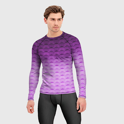 Мужской рашгард Фиолетово-розовый геометрический узор Градиент / 3D-принт – фото 3
