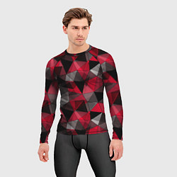 Рашгард мужской Красно-серый геометрический, цвет: 3D-принт — фото 2