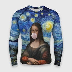 Рашгард мужской Мона Лиза Приколы - Звездная ночь, цвет: 3D-принт
