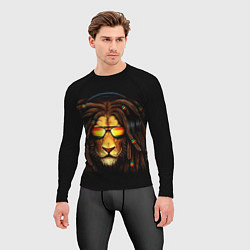 Рашгард мужской Лев в наушниках с дредами, цвет: 3D-принт — фото 2