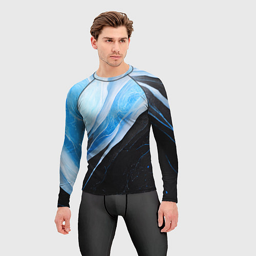 Мужской рашгард Тёмно-синий мрамор / 3D-принт – фото 3