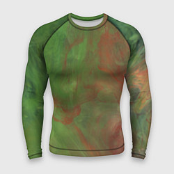 Рашгард мужской Зелёные и красные волны красок, цвет: 3D-принт