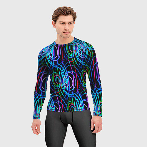 Мужской рашгард Неоновые завитки / 3D-принт – фото 3