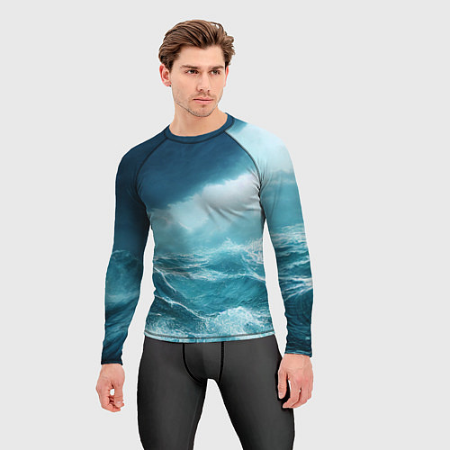 Мужской рашгард Буря в море / 3D-принт – фото 3
