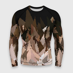 Рашгард мужской Abstract mosaic pattern brown and black, цвет: 3D-принт