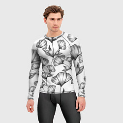 Рашгард мужской Графичные цветы на белом фоне, цвет: 3D-принт — фото 2