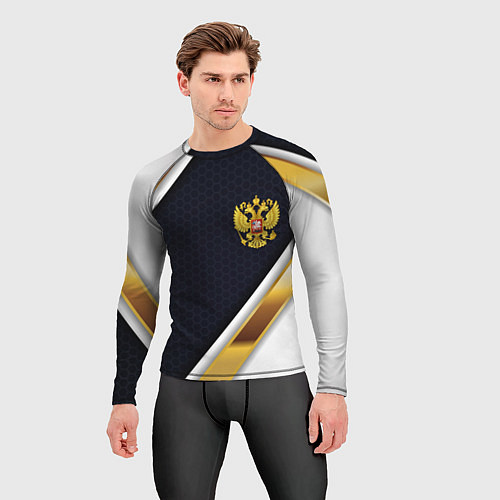 Мужской рашгард Gold and white Russia / 3D-принт – фото 3
