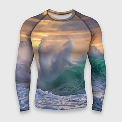 Рашгард мужской Штормовая волна, накатывающая на берег, цвет: 3D-принт