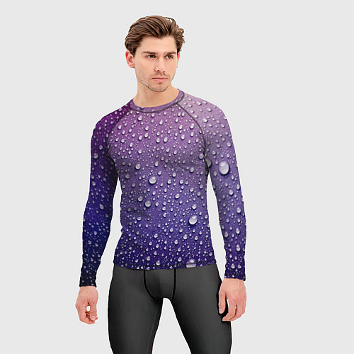 Мужской рашгард Дождевые капли на стекле / 3D-принт – фото 3