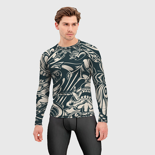 Мужской рашгард Японская тату текстура / 3D-принт – фото 3