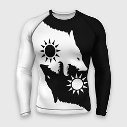 Рашгард мужской Волки инь янь черный и белый, цвет: 3D-принт