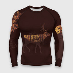 Рашгард мужской Осенний лес в силуэте оленя, цвет: 3D-принт
