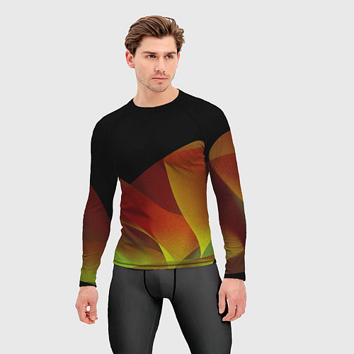Мужской рашгард Абстрактная ассиметричная оранжевая волна / 3D-принт – фото 3
