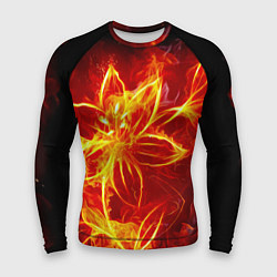 Рашгард мужской Цветок из огня на чёрном фоне, цвет: 3D-принт