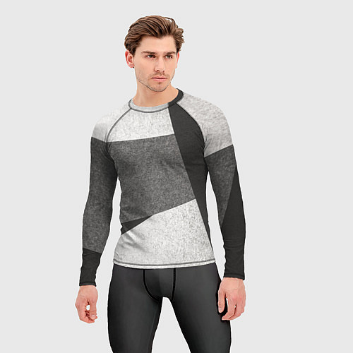 Мужской рашгард Белые и серые полосы на поверхности с блёстками / 3D-принт – фото 3