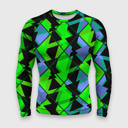 Рашгард мужской Абстрактные узор из геометрических фигур в зеленых, цвет: 3D-принт
