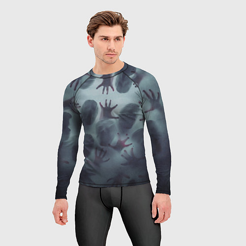Мужской рашгард Scary faces trying to get out / 3D-принт – фото 3