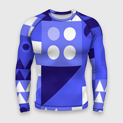 Рашгард мужской Геометрические синие, фиолетовые и белые фигуры, цвет: 3D-принт