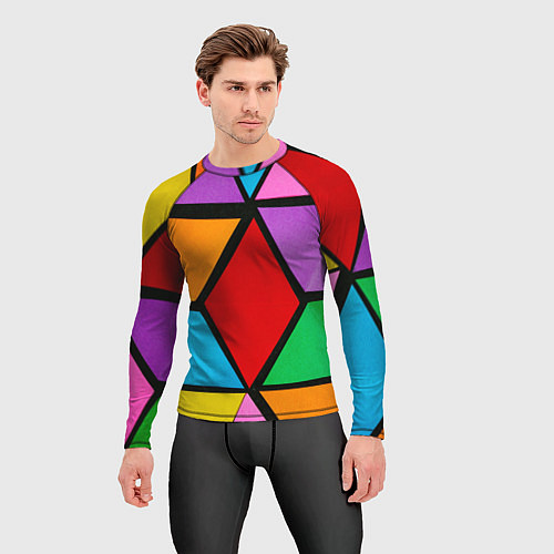Мужской рашгард Множество разноцветных ромбов / 3D-принт – фото 3