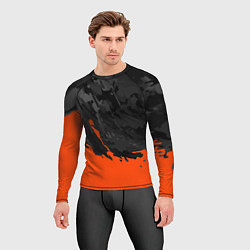Рашгард мужской Black & Orange, цвет: 3D-принт — фото 2