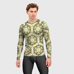 Рашгард мужской Цветы абстрактные зелёные, цвет: 3D-принт — фото 2