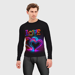 Рашгард мужской Love - неоновые сердца, цвет: 3D-принт — фото 2