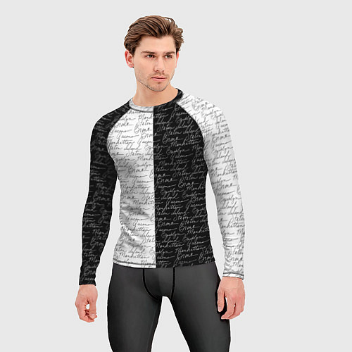 Мужской рашгард Мемуары рукописный текст / 3D-принт – фото 3