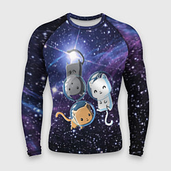 Рашгард мужской Три котика в открытом космосе, цвет: 3D-принт