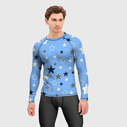 Рашгард мужской Звёзды на голубом фоне, цвет: 3D-принт — фото 2