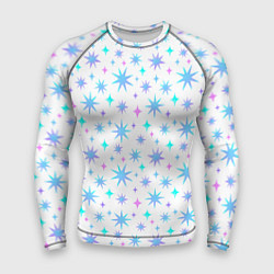 Рашгард мужской Разноцветные звезды на белом фоне, цвет: 3D-принт