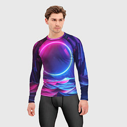 Рашгард мужской Круг и разноцветные кристаллы - vaporwave, цвет: 3D-принт — фото 2