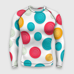 Рашгард мужской Белый фон и абстрактные разноцветные объёмные окру, цвет: 3D-принт