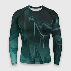 Мужской рашгард Волнообразные тёмно-зелёные линии
