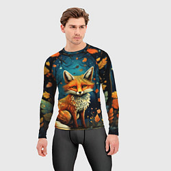 Рашгард мужской Лиса в Folk Art стиле, цвет: 3D-принт — фото 2