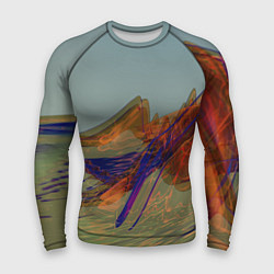 Рашгард мужской Волнообразные разноцветные музыкальные линии, цвет: 3D-принт