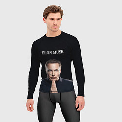 Рашгард мужской Илон Маск, портрет на черном фоне, цвет: 3D-принт — фото 2
