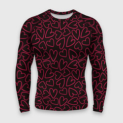 Рашгард мужской Розовые сердечки на темном фоне, цвет: 3D-принт