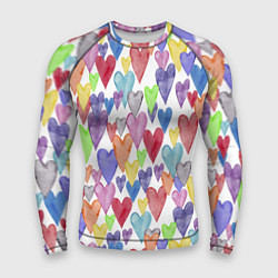 Рашгард мужской Разноцветные сердечки Калейдоскоп, цвет: 3D-принт
