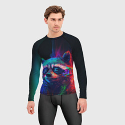 Рашгард мужской Енот в неоновой дымке, цвет: 3D-принт — фото 2