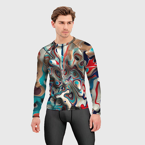 Мужской рашгард Волны - краски / 3D-принт – фото 3