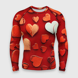 Рашгард мужской Красные сердца на красном фоне, цвет: 3D-принт