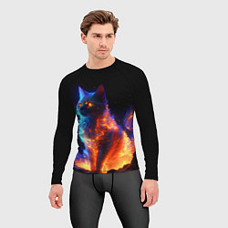 Рашгард мужской Огненная кошка, цвет: 3D-принт — фото 2