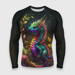 Рашгард мужской Разноцветный дракончик в лесу, цвет: 3D-принт