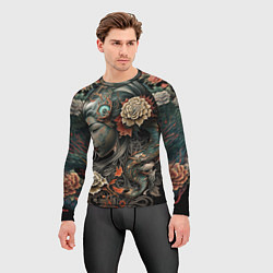 Рашгард мужской Японская девушка Irezumi, цвет: 3D-принт — фото 2