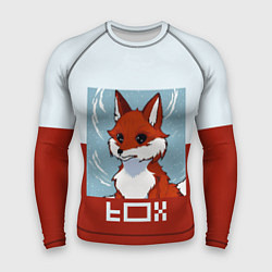 Рашгард мужской Пиксельная лиса с надписью fox, цвет: 3D-принт