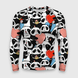 Рашгард мужской Панды с сердечками, цвет: 3D-принт