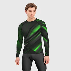 Рашгард мужской Черно-зеленые объемные полосы, цвет: 3D-принт — фото 2